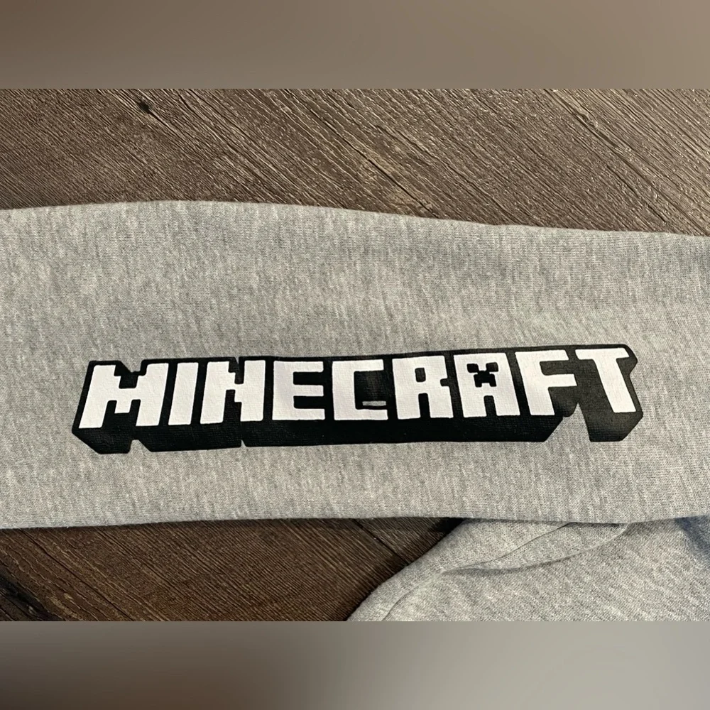 Jinx Youth Gray Minecraft Hooded Zip-up Jacket Size L EUC